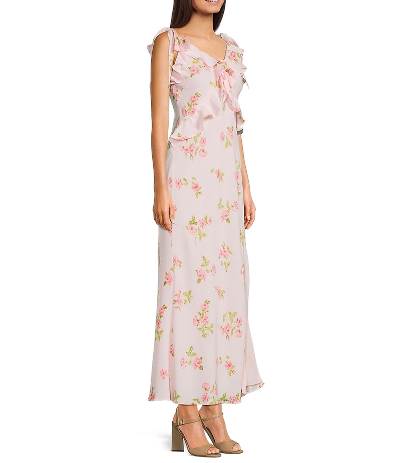 B. Darlin Floral Printed Ruffle Detailed Maxi Dress