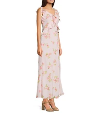 B. Darlin Floral Printed Ruffle Detailed Maxi Dress
