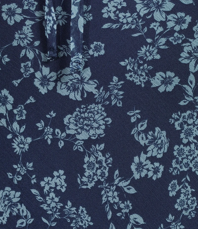 B. Darlin Floral Printed Short Puff Sleeve Tie Front Midi Dress