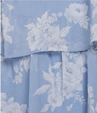 B. Darlin Floral Printed Sweetheart Neck Tie Shoulder Tiered Midi Dress