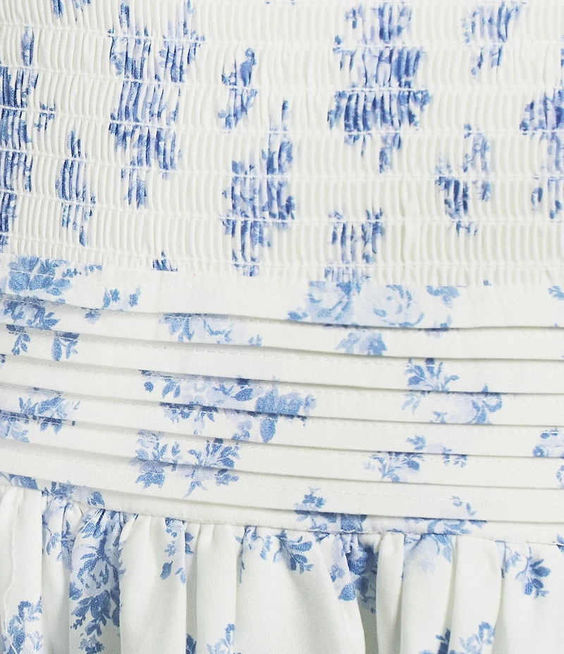 B. Darlin Floral Printed Tie Shoulder Smocked Dress