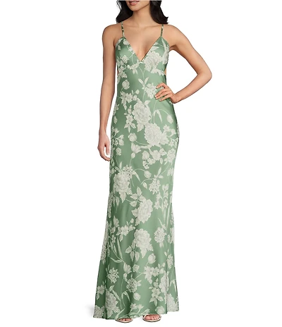 B. Darlin Floral Printed V-Neck Criss Cross Back Dress