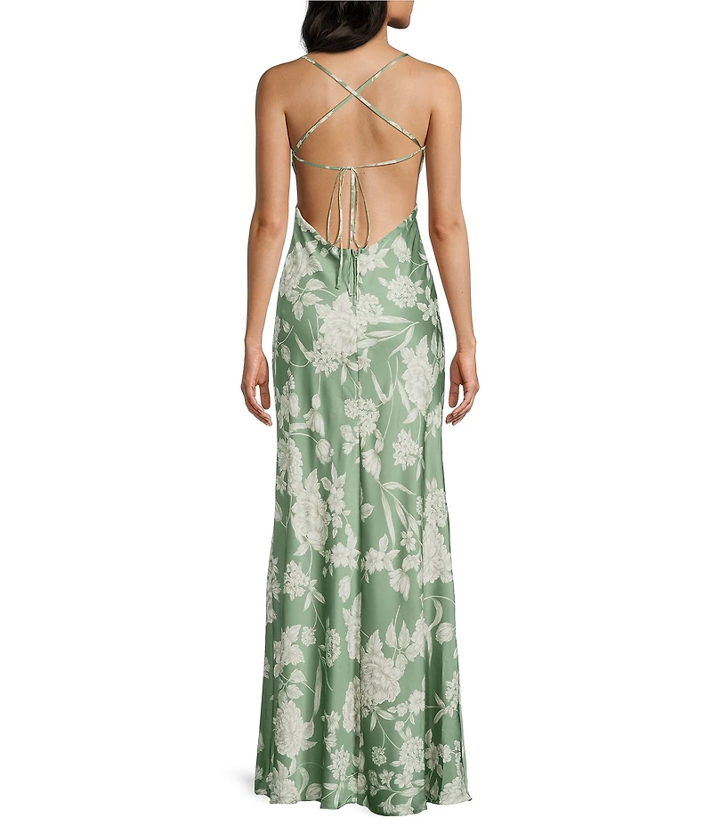 B. Darlin Floral Printed V-Neck Criss Cross Back Dress