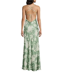 B. Darlin Floral Printed V-Neck Criss Cross Back Dress