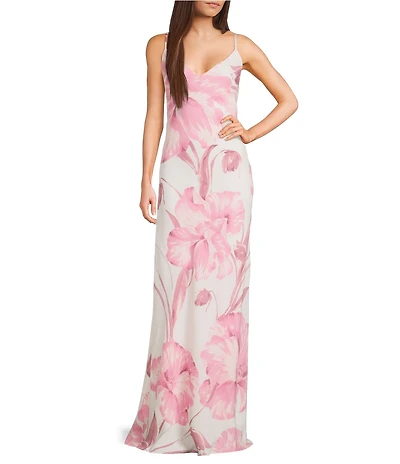 B. Darlin Floral Printed V-Neck Lace Up Back Dress