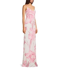 B. Darlin Floral Printed V-Neck Lace Up Back Dress