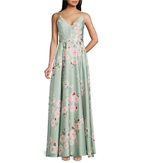 B. Darlin Floral Printed V-Neck Long Dress
