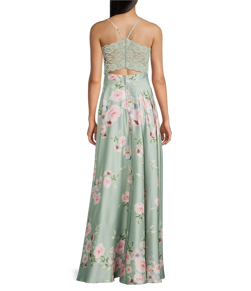 B. Darlin Floral Printed V-Neck Long Dress