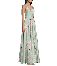 B. Darlin Floral Printed V-Neck Long Dress