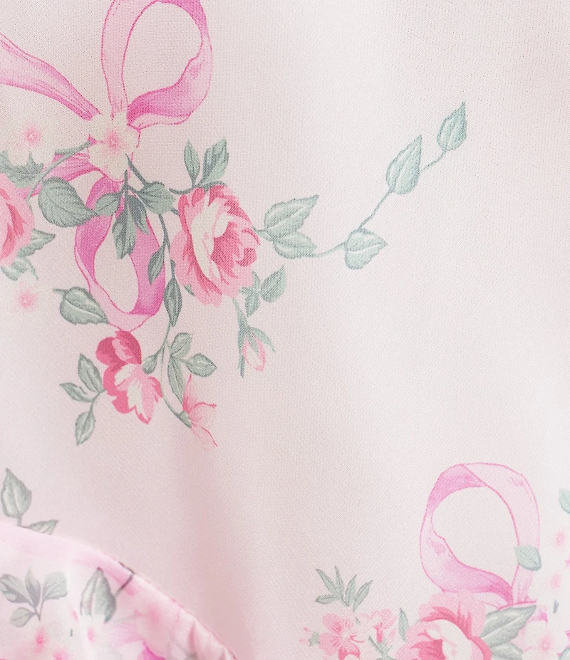 B. Darlin Floral Printed V-Neck Ruffled Maxi Dress