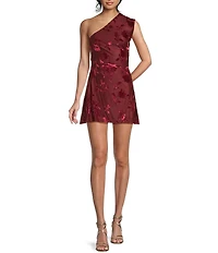 B. Darlin Floral Printed Wrap Around Scarf One Shoulder Dress