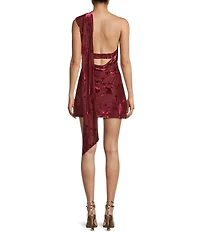 B. Darlin Floral Printed Wrap Around Scarf One Shoulder Dress