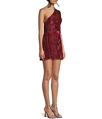 B. Darlin Floral Printed Wrap Around Scarf One Shoulder Dress