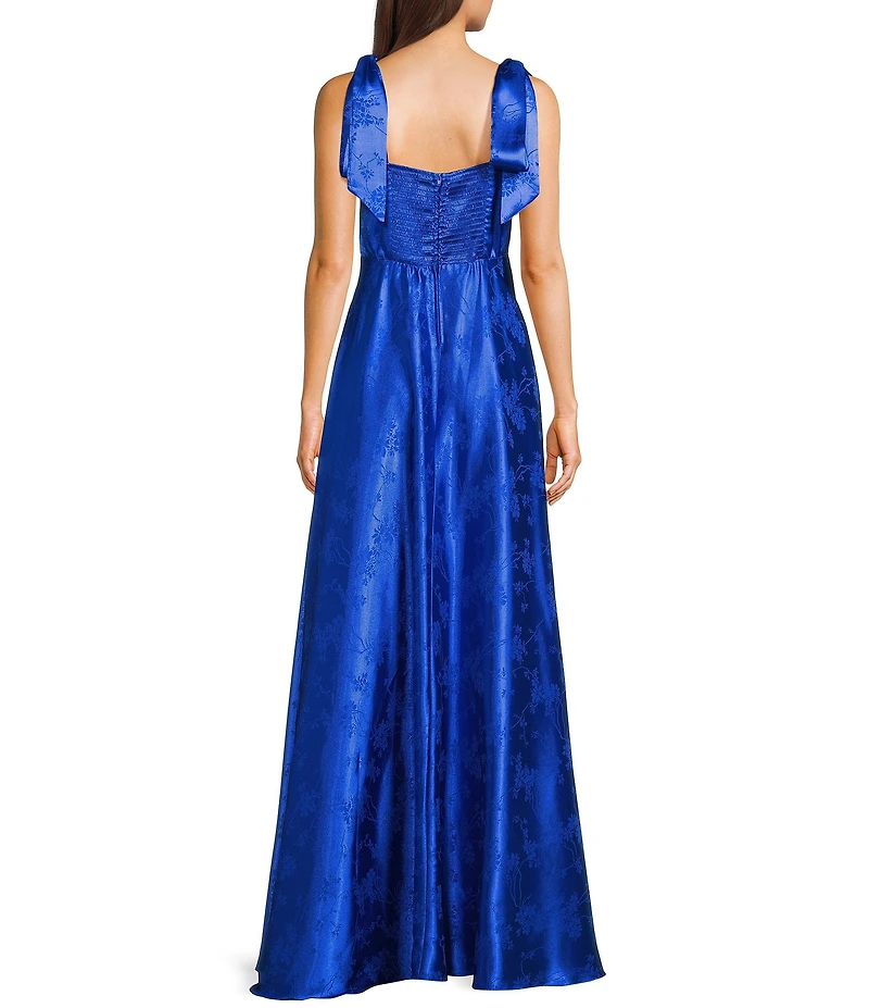 B. Darlin Floral Satin Jacquard Tie Strap Dress