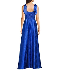 B. Darlin Floral Satin Jacquard Tie Strap Dress