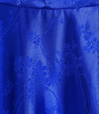B. Darlin Floral Satin Jacquard Tie Strap Dress