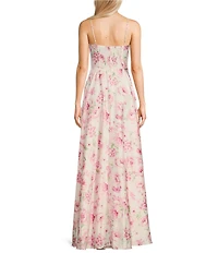 B. Darlin Floral Spaghetti Strap Bustier Pleated Dress