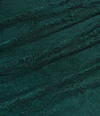 B. Darlin Glitter Accented Lace Halter V-Neck Illusion Bodice Shirred Bodycon Dress