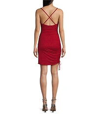 B. Darlin Glitter Drawstring Party Dress