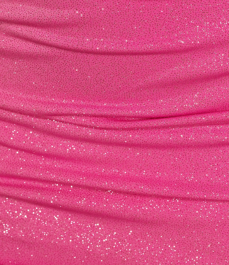 B. Darlin Glitter Knit Ruched Bodycon Dress
