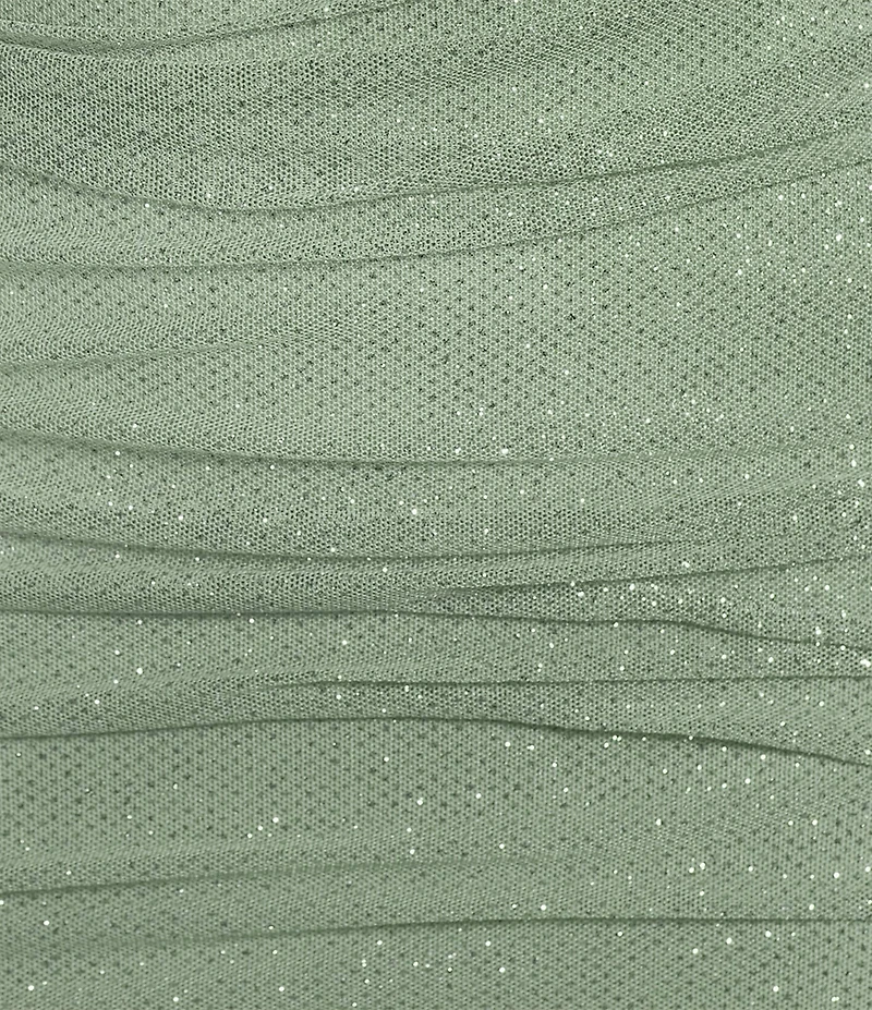 B. Darlin Glitter Mesh Bungee Strap Square Neck Shirred Dress