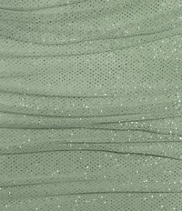 B. Darlin Glitter Mesh Bungee Strap Square Neck Shirred Dress