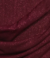 B. Darlin Glitter Strapless Cowl Neck Corseted Drape Front Lace Up Back Bodycon Dress