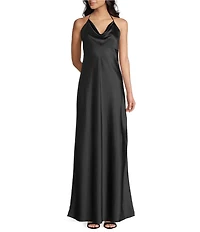 B. Darlin Halter Cowl Neck Spaghetti Strap Long Dress
