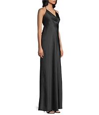 B. Darlin Halter Cowl Neck Spaghetti Strap Long Dress