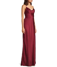 B. Darlin Halter Cowl Neck Spaghetti Strap Long Dress