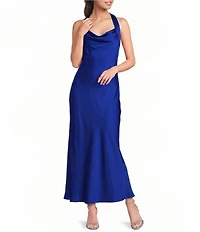 B. Darlin Halter Cowl Neck Tie Back Midi Dress