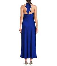 B. Darlin Halter Cowl Neck Tie Back Midi Dress