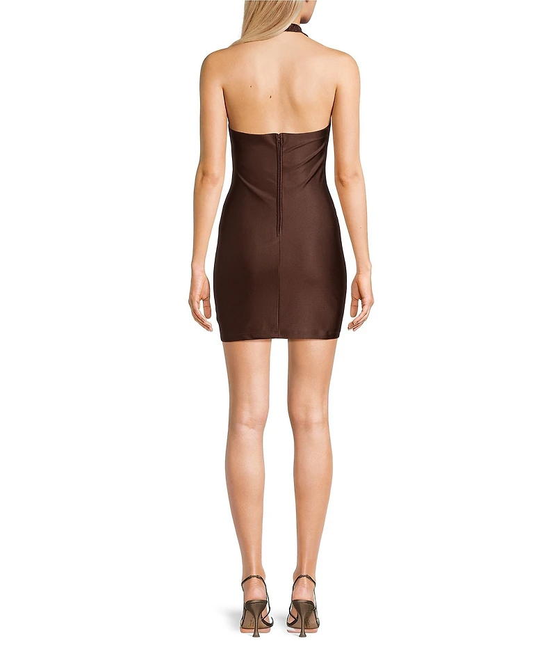 B. Darlin Halter Drape Neck Bodycon Dress