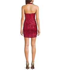 B. Darlin Halter Neck Sequin Patterned Bodycon Dress
