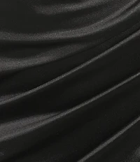 B. Darlin Halter V-Neck Corseted Ruched Side Slit Long Dress