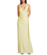 B. Darlin Halter V-Neck Criss Cross Tie Back Fitted Dress