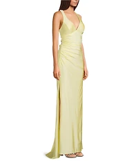 B. Darlin Halter V-Neck Criss Cross Tie Back Fitted Dress