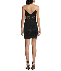 B. Darlin Lace V-Neck Illusion Corseted Bodycon Dress