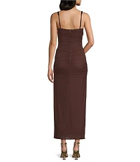B. Darlin Mesh Bustier Side Slit Midi Dress