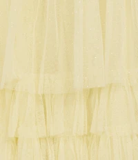 B. Darlin Mesh Sweetheart Neck Tie Strap Bustier Ruffled Dress