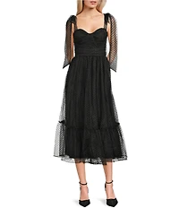 B. Darlin Mesh Tie Shoulder Bustier Midi Dress