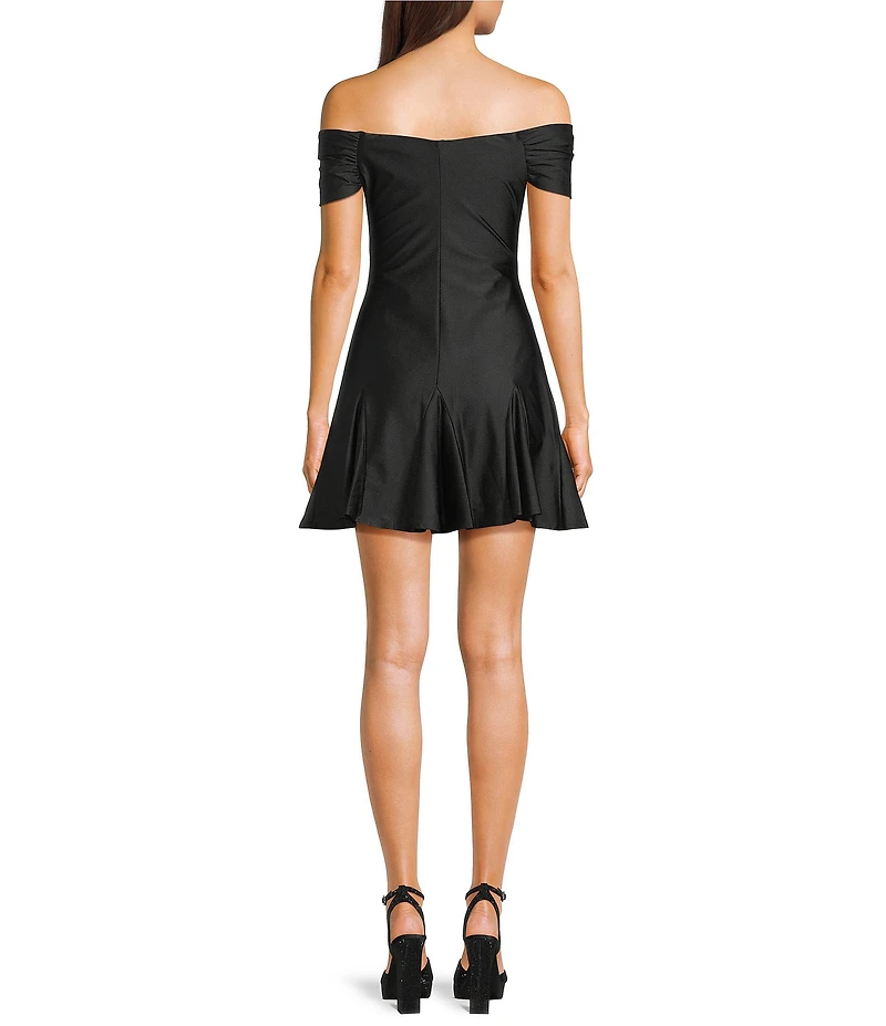 B. Darlin Off The Shoulder Godet Skirt Dress