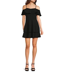 B. Darlin Off-The-Shoulder Ruffle Double Hem Dress