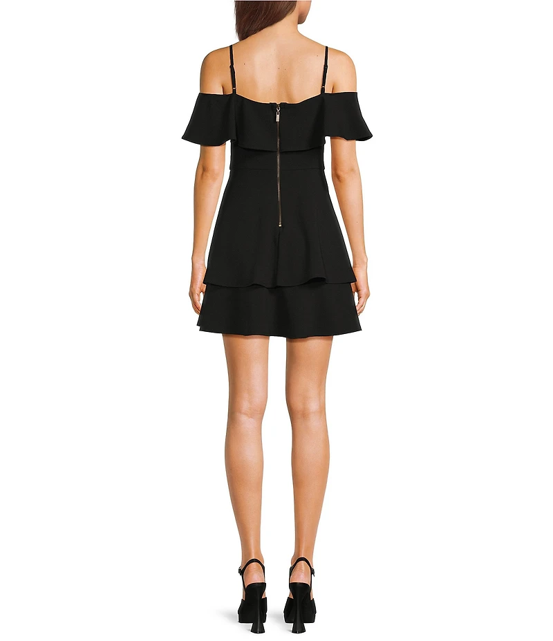 B. Darlin Off-The-Shoulder Ruffle Double Hem Dress