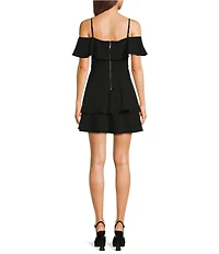 B. Darlin Off-The-Shoulder Ruffle Double Hem Dress