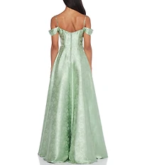B. Darlin Off-The-Shoulder Spaghetti Strap Floral Printed Long Dress