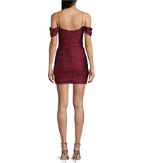 B. Darlin Off The Shoulder Spaghetti Strap Shirred Bodycon Dress