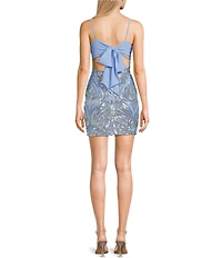 B. Darlin Pattern Sequin Bow Back Bodycon Dress