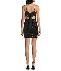 B. Darlin Pattern Sequin Bow Back Bodycon Dress