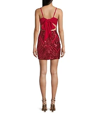 B. Darlin Pattern Sequin Bow Back Bodycon Dress